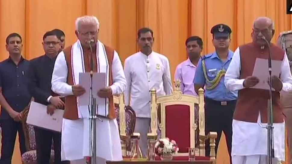 இரண்டாம் முறையாக முதல்வர் பதவியேற்றார் லால் கட்டார்... இரண்டாம் முறையாக முதல்வர் பதவியேற்றார் லால் கட்டார்...