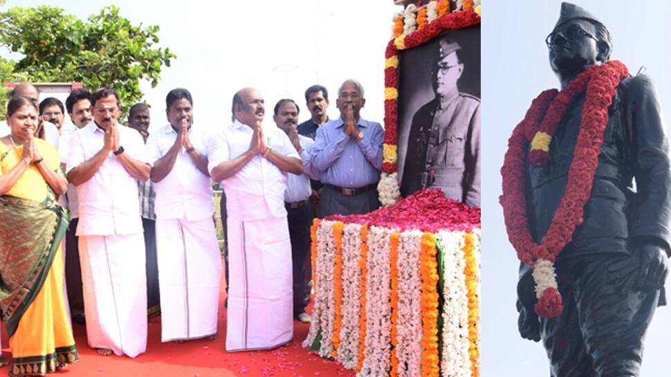நேதாஜி திருவுருவச் சிலைக்கு தமிழக அமைச்சர்கள் மரியாதை... நேதாஜி திருவுருவச் சிலைக்கு தமிழக அமைச்சர்கள் மரியாதை...