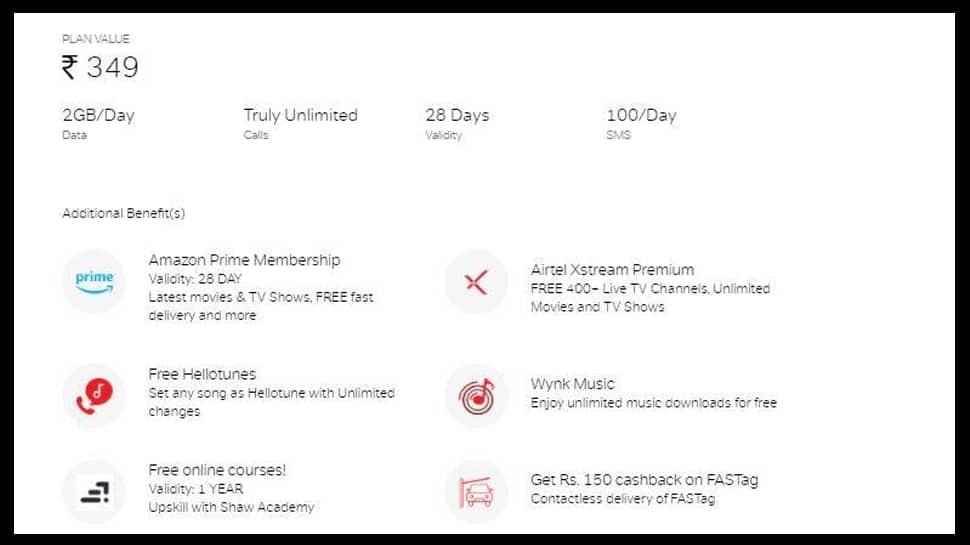 Get 2GB data daily and 6 free offers and get free Amazon Prime Airtel