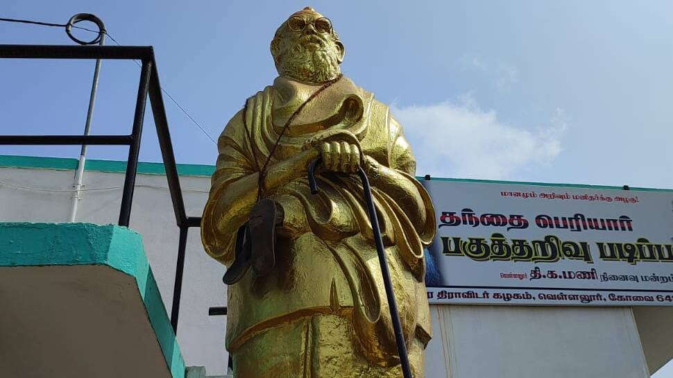 பெரியார் சிலைக்கு செருப்பு மாலை! கோவையில் பரபரப்பு