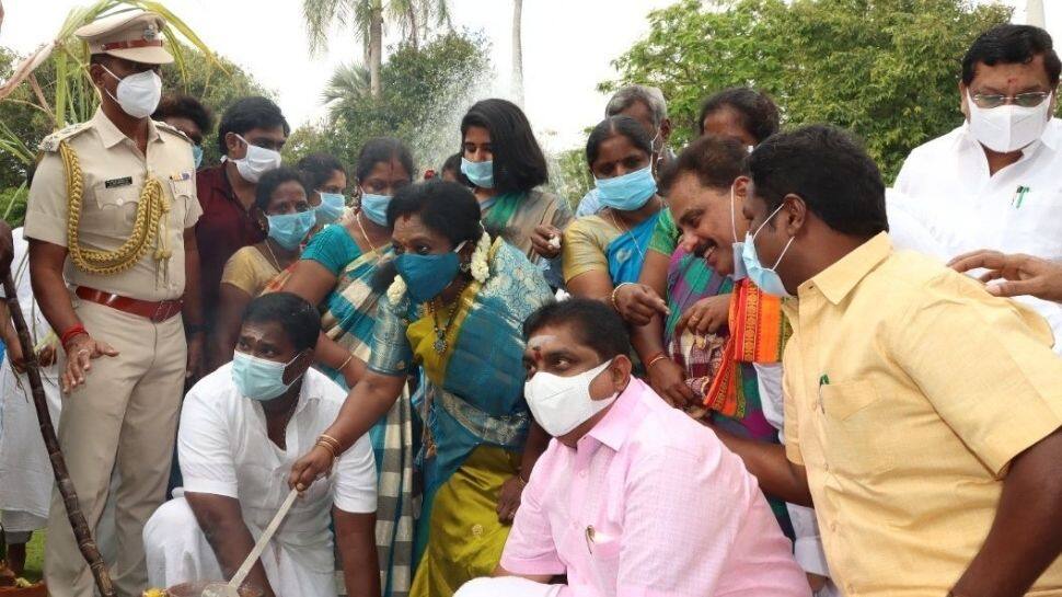 புதுச்சேரி ஆளுநர் மாளிகையில் களைகட்டிய பொங்கல் விழா