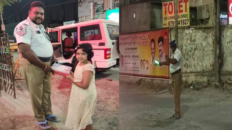 நேர்மையாக பணிசெய்யும் டிராஃபிக் போலீஸுக்கு ‘கிஃப்ட்’ கொடுத்த 6 வயது சிறுமி