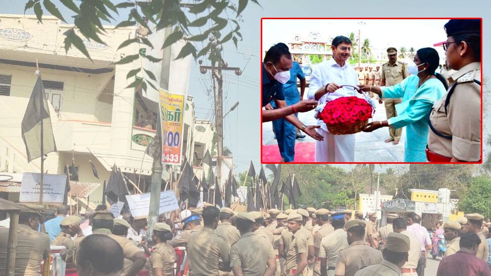 தமிழக ஆளுநருக்கு எதிராக கருப்புக்கொடி ஆர்ப்பாட்டம்; மயிலாடுதுறையில்ன் பரப்பரப்பு