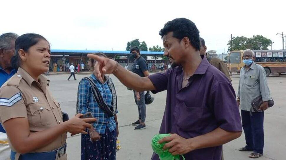 பெண்ணிடம் சில்மிஷம் - போலீஸ் காலில் விழுந்து தப்பிக்க பார்த்த இளைஞர்