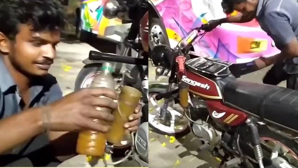 பாலிதீன் கவரில் இருந்து பெட்ரோல்! கல்லூரி மாணவன் அசத்தல்!