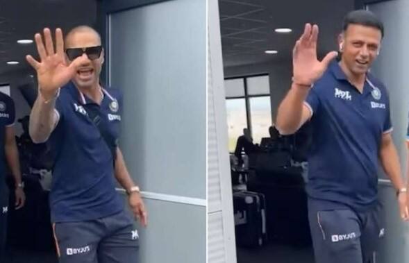 ராகுல் டிராவிட்டை டான்ஸ் ஆட வைத்த ஷிகர் தவான்! வைரலாகும் வீடியோ!