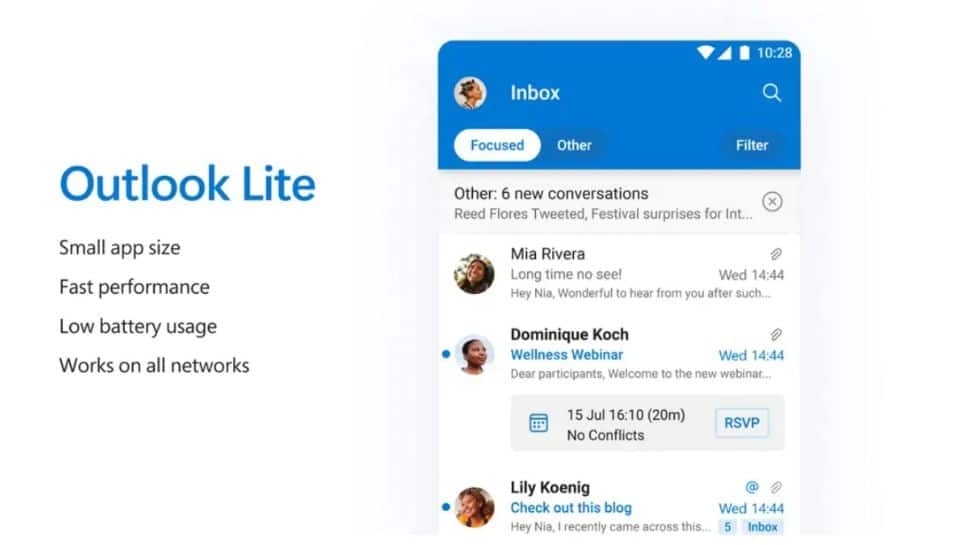 அவுட்லுக் லைட் செயலியுடன் கூடிய பட்ஜெட் ஆண்ட்ராய்டு ஸ்மார்ட்போன்கள்
