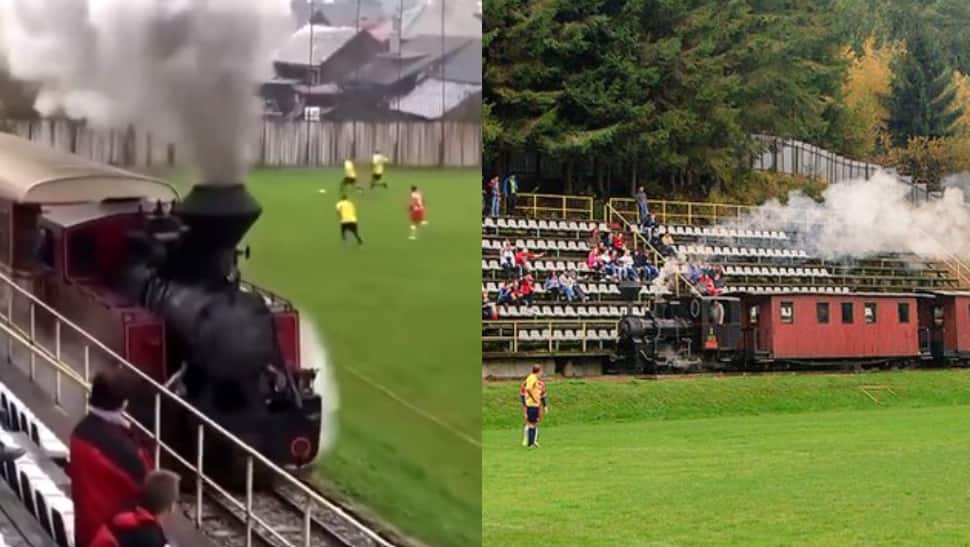train running in football stadium > Time News