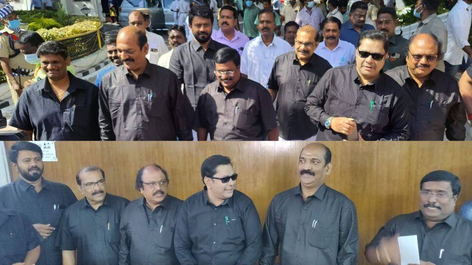 புதுச்சேரியில் திமுக காங்கிரஸ் எம்எம்ஏக்கள் கருப்பு உடை அணிந்து எதிர்ப்பு