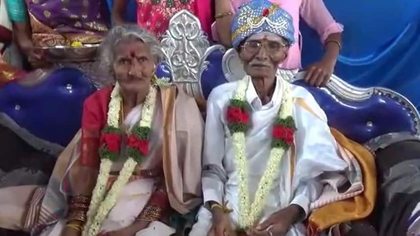 நூறு வயது தம்பதிக்கு திருமணம்! உறவினர்கள், ஊர்மக்கள் ஆசி பெற்றனர்!