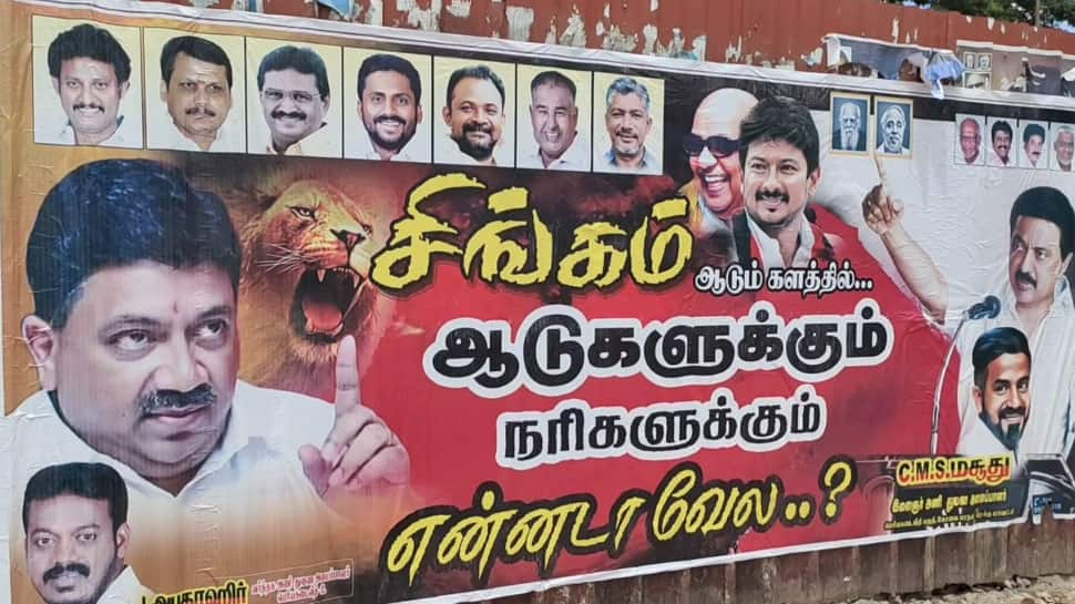 அமைச்சர் பழனிவேல் தியாகராஜனை வரவேற்று திமுகவினர் ஒட்டிய பரபரப்பு போஸ்டர்