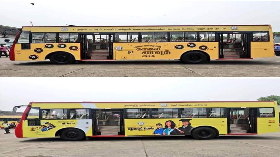 காலை உணவு திட்டம், புதுமைப்பெண் திட்டம் குறித்து விழிப்புணர்வு: பேருந்துகளில் கண்கவர் விளம்பரம் 