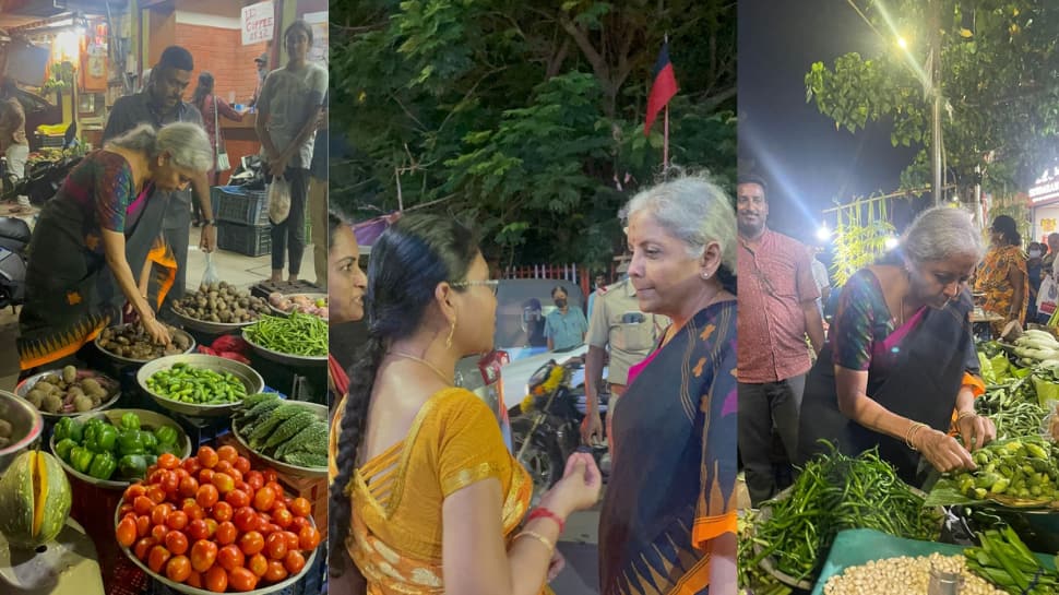 Central Minister Nirmala Sitharaman got vegetables in chennai mylapore market | கிழங்கை பார்த்து பார்த்து வாங்கிய நிர்மலா சீதாராமன் மயிலாப்பூர் மார்க்கெட்டுக்கு திடீர் விசிட்