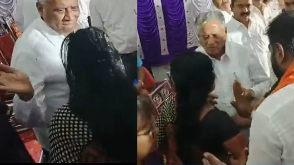 பெண்ணை பளார் என அறைந்த பாஜக அமைச்சர் - தீயாக பரவும் வீடியோ!