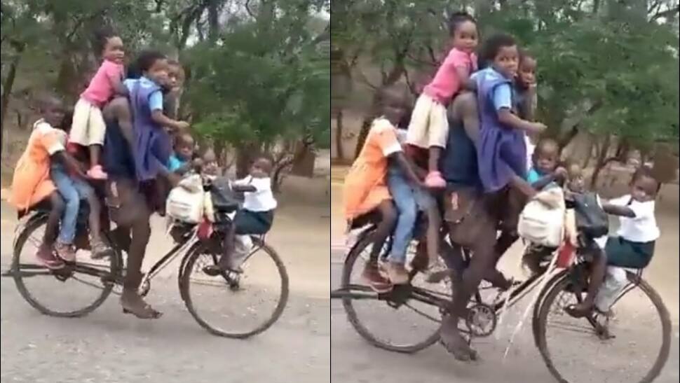 அடேங்கப்பா! ஒரே சைக்கிளில் 9 பேரா? மாஸ் காட்டும் நபர்! 