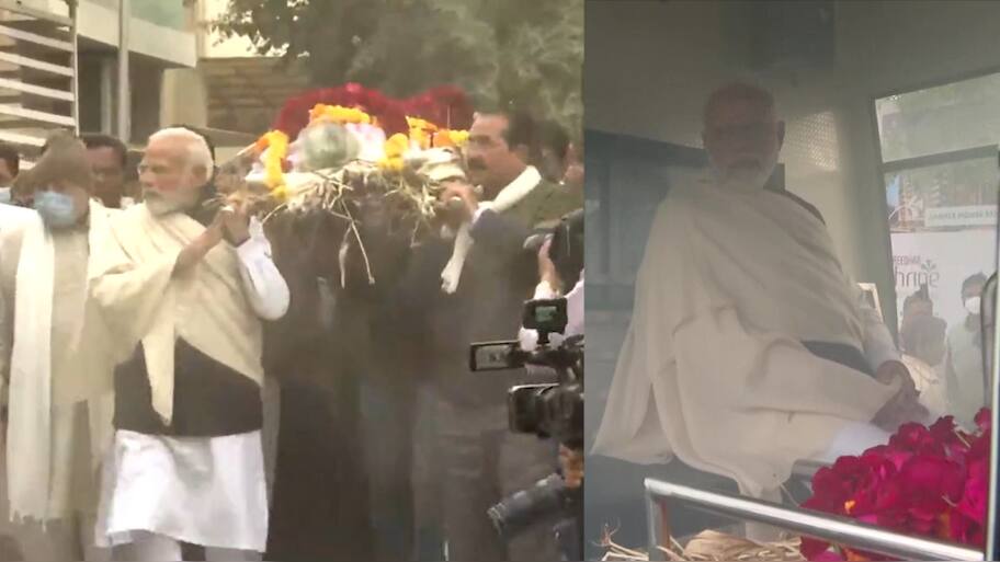 PM Narendra Modi in Heeraben Modi last rites | Heeraben Modi Death ...