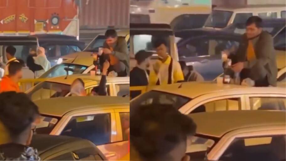 Man Drinking Booze In Top Of Car in Gurugram Heavy Traffic | ஹெவி ...
