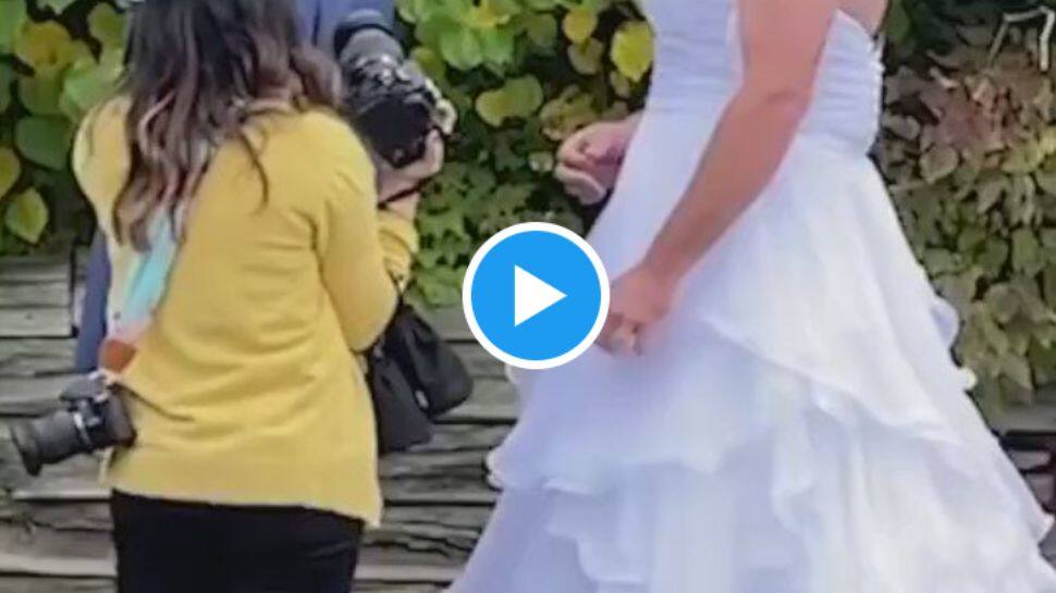 கல்யாண பெண்ணை கட்டியணைக்க காத்திருந்த மாப்பிள்ளைக்கு காத்திருந்த அதிர்ச்சி - வைரல் வீடியோ