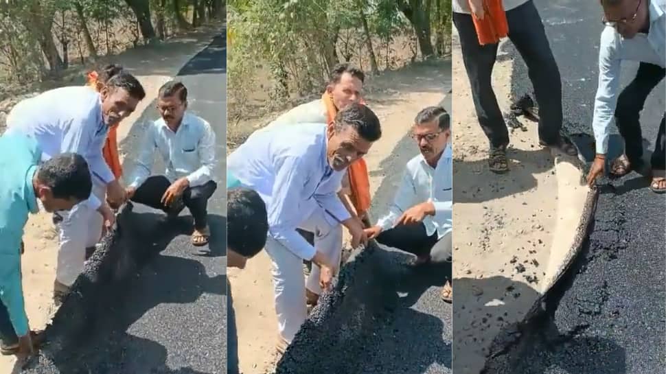 இது தார் ரோடு இல்ல தார்பாய்... ஒத்த கையால் சாலையை தூக்கிய ஊர் மக்கள் - வைரல் வீடியோ!