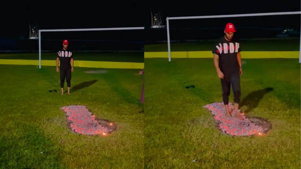 'தீ மிதித்து' வினோத பயிற்சியில் ஈடுபடும் கிரிக்கெட் வீரர்... அதுவும் ஆசிய கோப்பை தொடருக்கா!