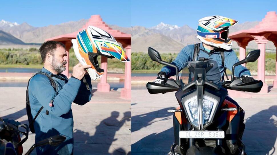 KTM பைக்... நச்சுனு ஹெல்மட்... லடாக்கில் மாஸ் காட்டும் ராகுல் காந்தி!