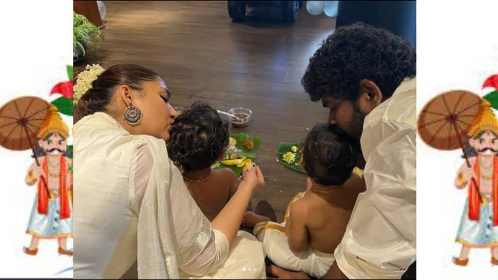 உயிர் மற்றும் உலகத்துடன் ஓணம் பண்டிகை கொண்டாடும் நயன் - விக்னேஷ்! போட்டோ வைரல்