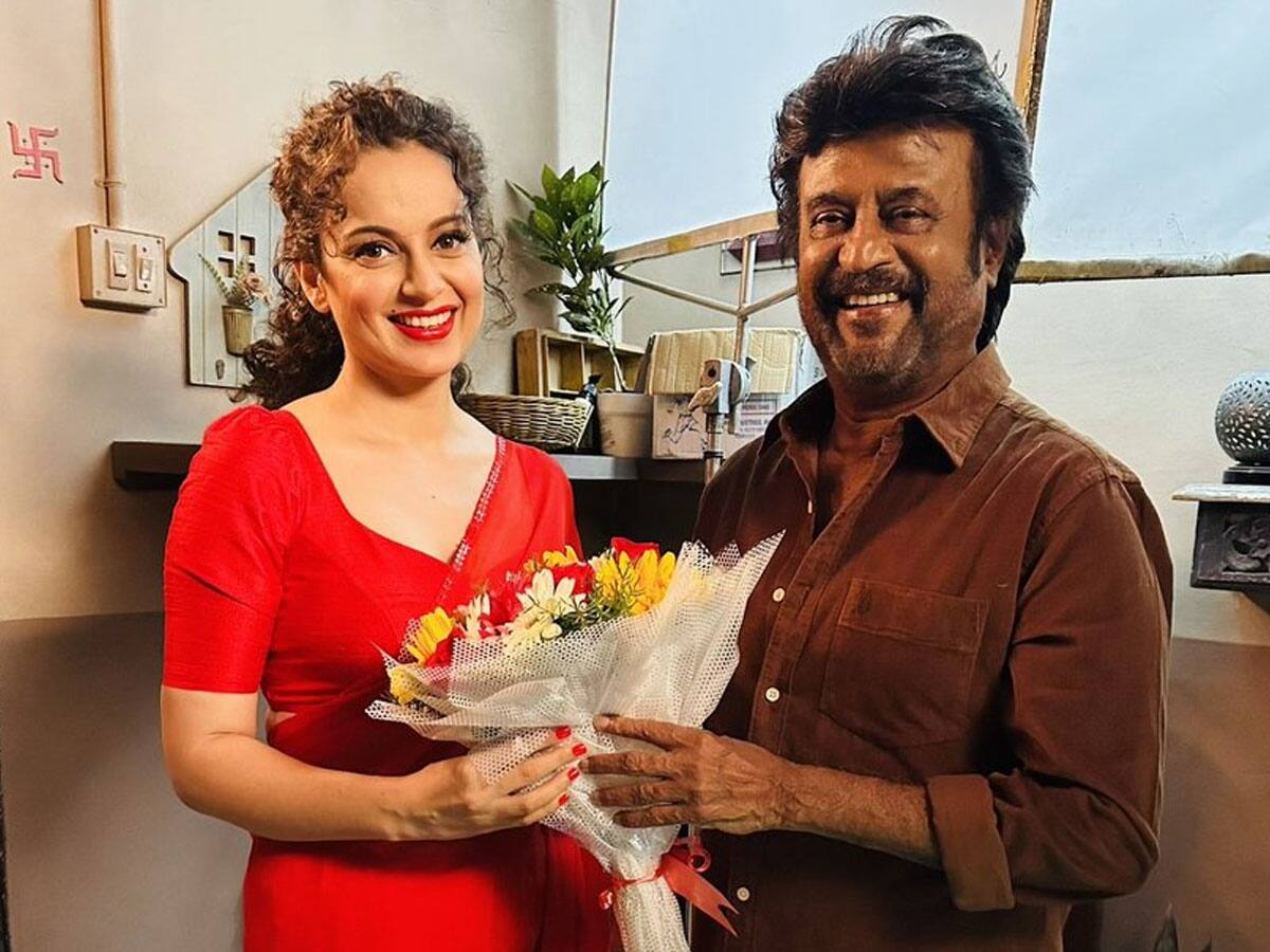 படப்பிடிப்பு தளத்தில் கங்கனா.. திடீர் விசிட் அடித்த ரஜினிகாந்த்