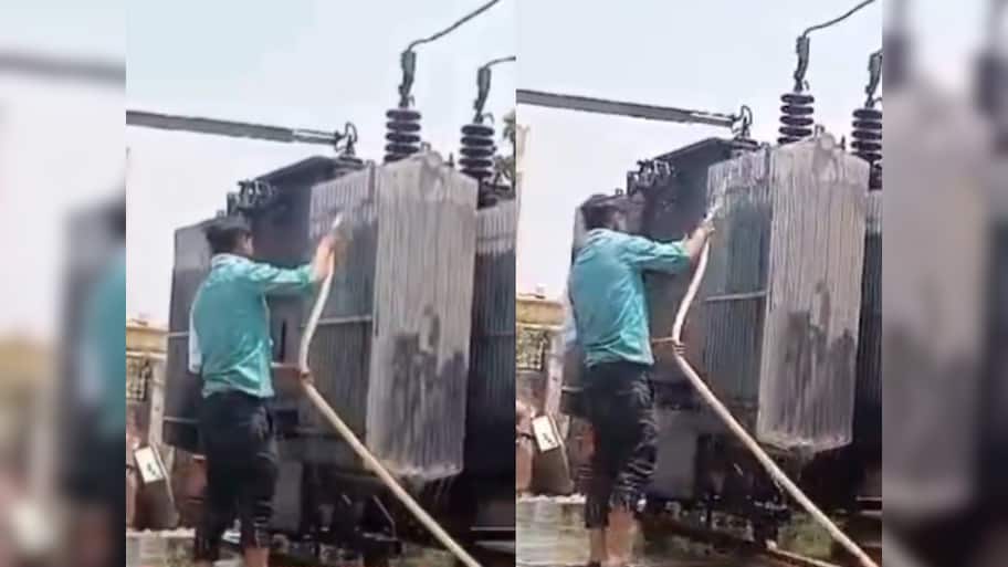 அதிகரித்த வெப்பம்! டிரான்ஸ்பார்மர்களில் தண்ணீர் ஊற்றும் அதிகாரிகள்! வைரல் வீடியோ!