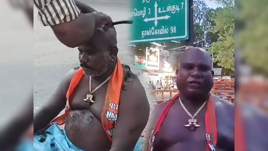 அட பாவமே... நடுரோட்டில் மொட்டை அடித்த பாஜக பிரமுகர் - காரணம் அண்ணாமலை தானாம்...!