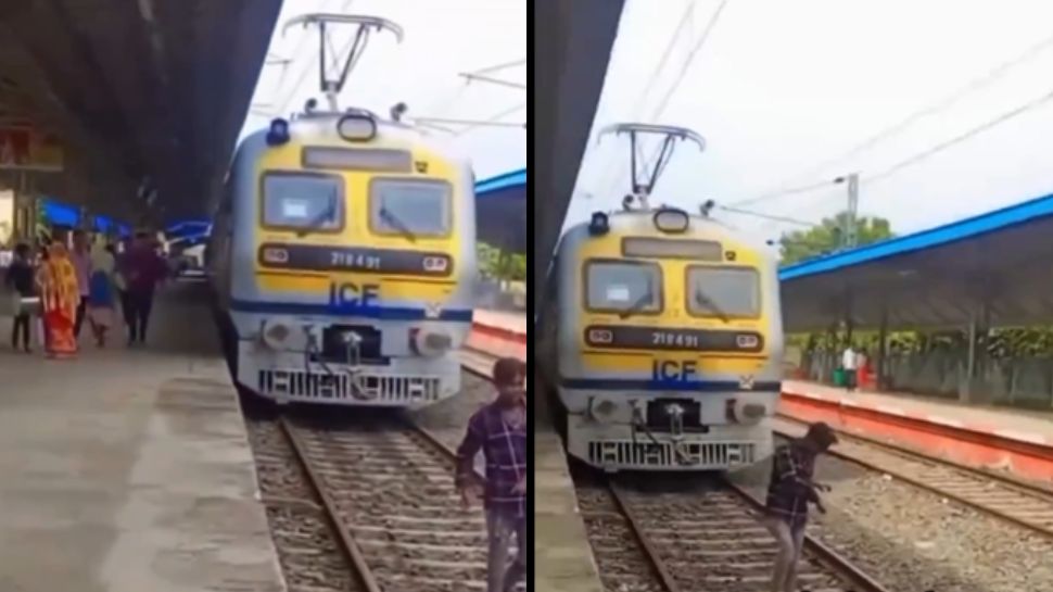 ரயில் வருவது தெரியாமல் தண்டவாளத்தில் ஸ்லோ-மோஷனில் நடந்த வாலிபர்! திக் திக் வீடியோ.. ரயில் வருவது தெரியாமல் தண்டவாளத்தில் ஸ்லோ-மோஷனில் நடந்த வாலிபர்! திக் திக் வீடியோ..