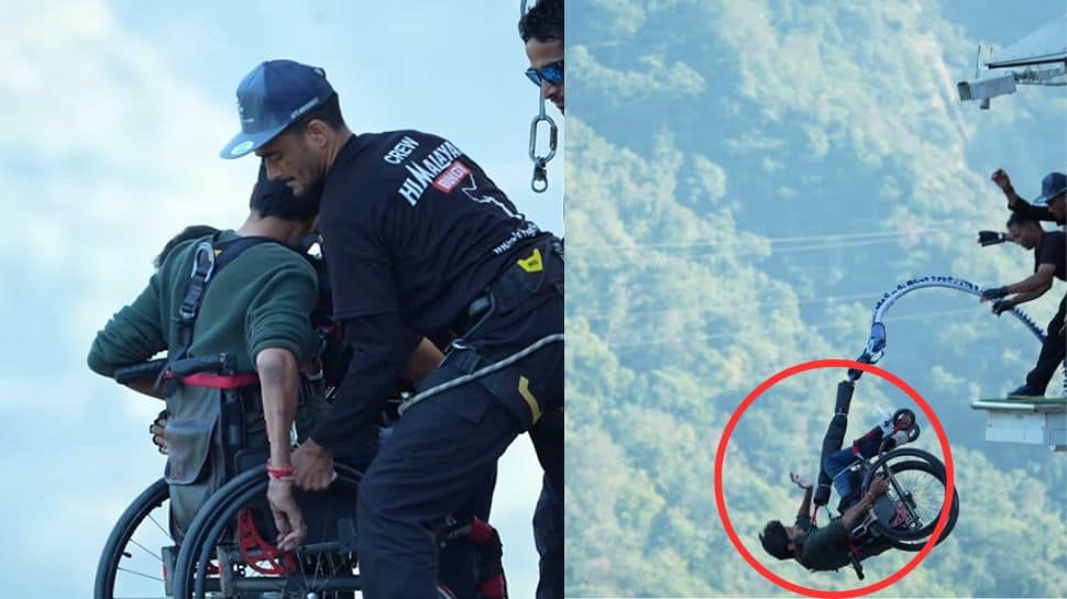 Latest Viral Video Of A Man In Wheel Chair Doing Rishikesh Bungee ...