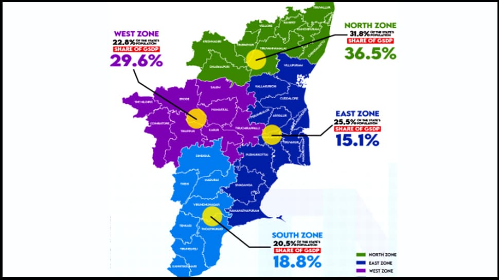 தமிழ்நாட்டின் பொருளாதார வளர்ச்சியில் எந்த மண்டலம் முன்னணியில் இருக்கிறது?