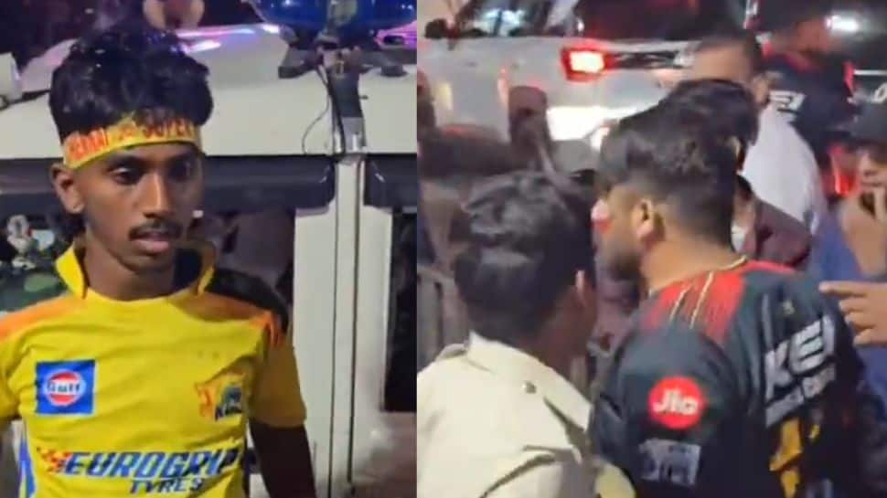 சிஎஸ்கே ரசிகரை சூழ்ந்து ஆர்சிபி ரசிகர்கள் கலாட்டா  - பெங்களூருவில் நடந்த களேபரம்..!!