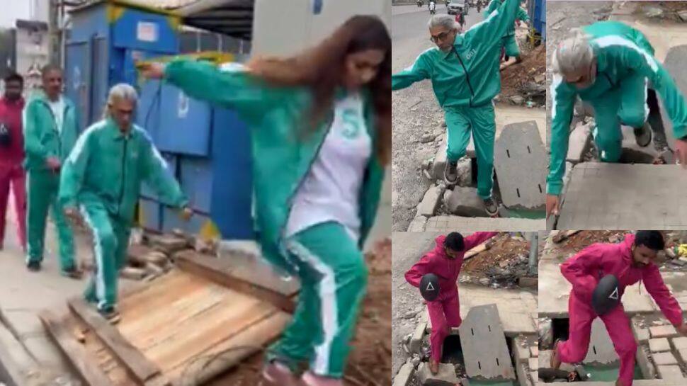 ‘ஸ்குவிட் கேம்’ ஸ்டைலில் சாலையிலுள்ள மோசமான நிலையை எதிர்த்து ‘ஸ்கிட் கேம்’ போராட்டம் நடத்திய பெங்களூரு பத்திரிகையாளர்கள்!!!