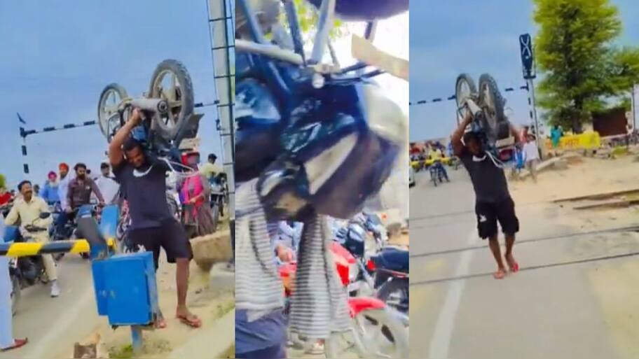 112 கிலோ பைக்கை..அசால்டாக சுமந்து சென்ற நபர்! ஷாக் கொடுக்கும் காரணம்-வைரல் வீடியோ