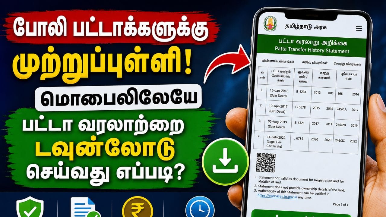 போலி பட்டாவை கண்டறிய மொபைலில் பட்டா வரலாறு பதிவிறக்கம்