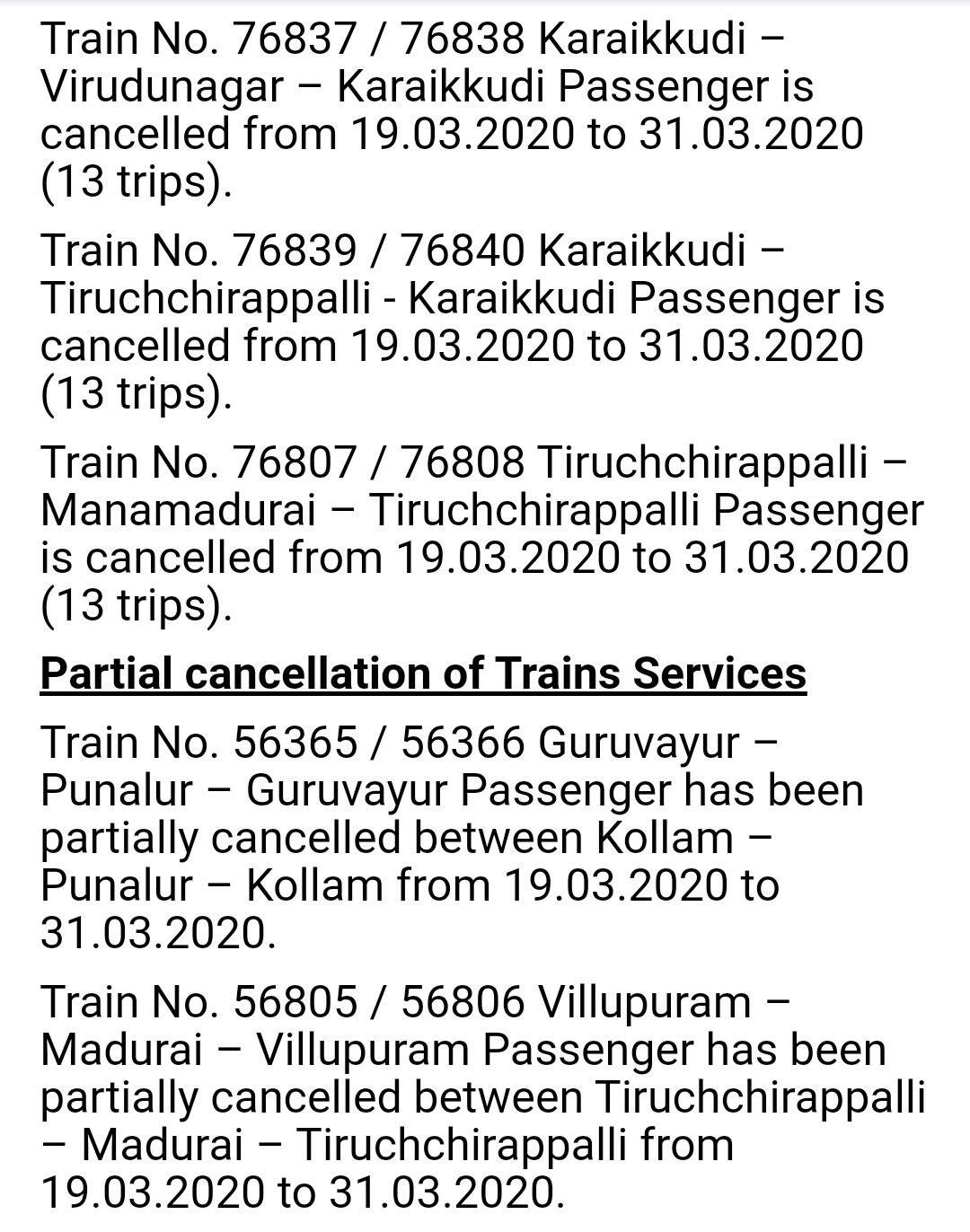 Railway Cancelled Trains