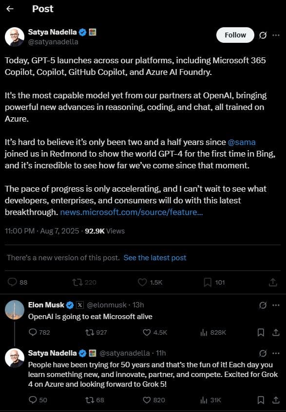 Elon musk VS Nadela