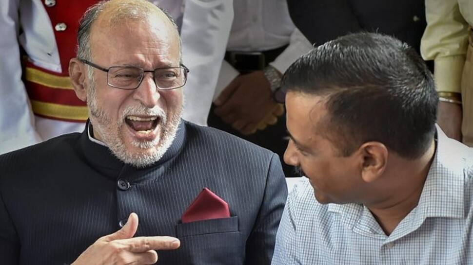 Delhi Lieutenant Governor Anil Baijal &amp; Delhi CM Arvind (PTI Photo)