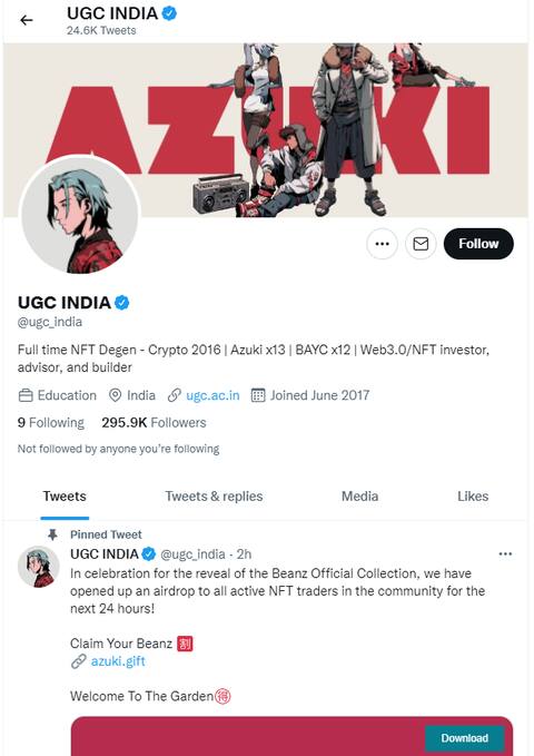 UGC Twitter Handle Hacked