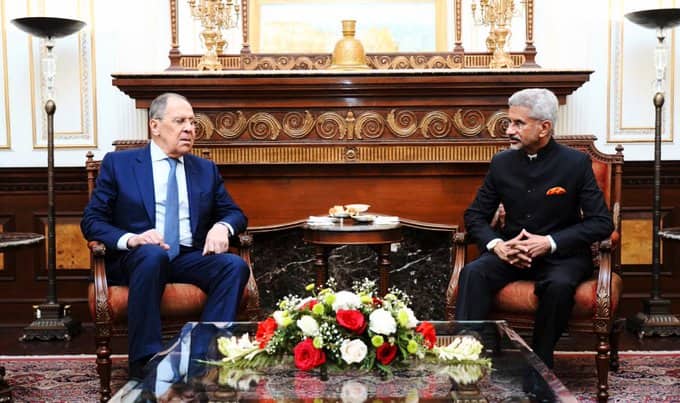  Russian FM Sergei Lavrov Meets Union minister Jai shankar