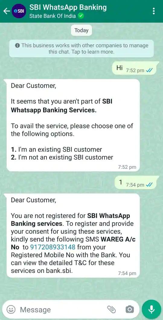 SBI WhatsApp Banking