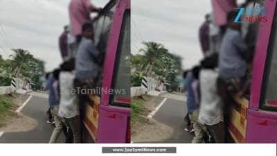 Viral Video of students traveling dangerously in bus near ulundurpet