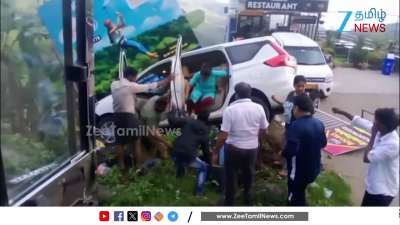 Miraculous escape for tourists as their car hits barrier in Kodaikanal