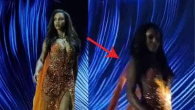 மிஸ் யுனிவர்ஸ் மேடையில் தவறி விழுந்த அழகி! வைரலாகும் வீடியோ..எந்த நாட்டை சேர்ந்தவர்?