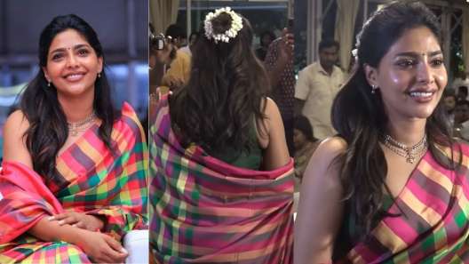 மல்லிகைப் பூ கொண்டையில் அழகாக ஜொலித்த ‘மாமன்’ பட நடிகை ஐஸ்வர்யா லக்ஷ்மி!  