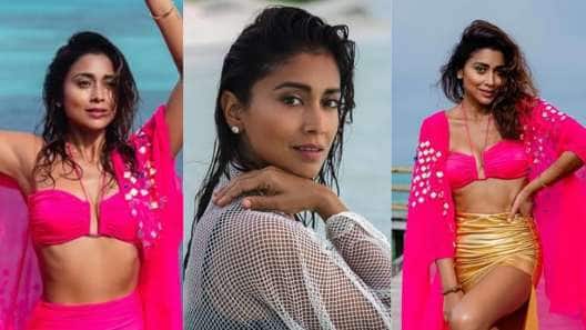 Shreya Saran pics: பிங்க் நிற உடையில் ஸ்ரேயா சரண்! கலக்கல் போட்டோஸ்!  