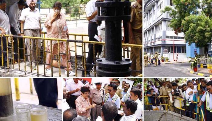 நீர் மேலாண்மை குறித்து புதுவை ஆளுநர் கிரண்பேடி திடீர் ஆய்வு! நீர் மேலாண்மை குறித்து புதுவை ஆளுநர் கிரண்பேடி திடீர் ஆய்வு!