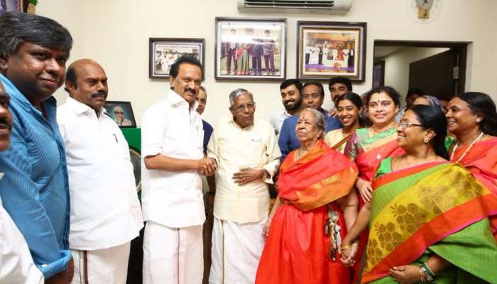 MGR கழக தலைவர் RM வீரப்பன் அவர்களுடன் MK ஸ்டாலின் சந்திப்பு! MGR கழக தலைவர் RM வீரப்பன் அவர்களுடன் MK ஸ்டாலின் சந்திப்பு!