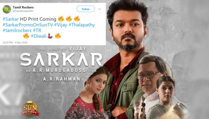 சர்கார் HD ப்ரின்ட் வெளியீடு: சர்காருக்கு மிரட்டல் விடுத்த #TamilRockers... சர்கார் HD ப்ரின்ட் வெளியீடு: சர்காருக்கு மிரட்டல் விடுத்த #TamilRockers...